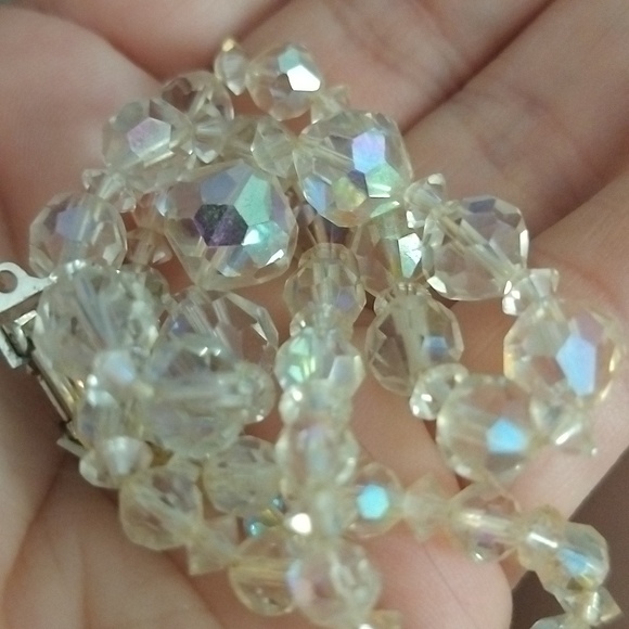 Vtg. Germany Faceted AB Glass Single Strand "18 Necklace - Picture 7 of 8
